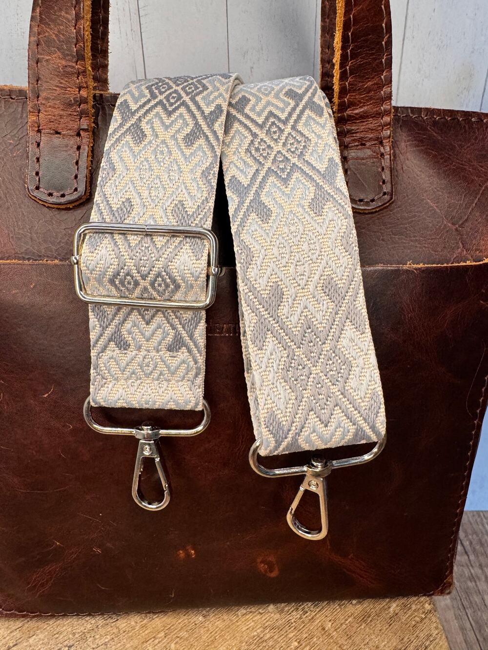 Blue Gray Purse Strap Wide Striped Bag Strap Boho Crossbody Purse Strap